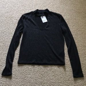 Black sparkly cut out top